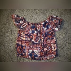 Hollister Red White And Blue Off-Shoulder Crop Top